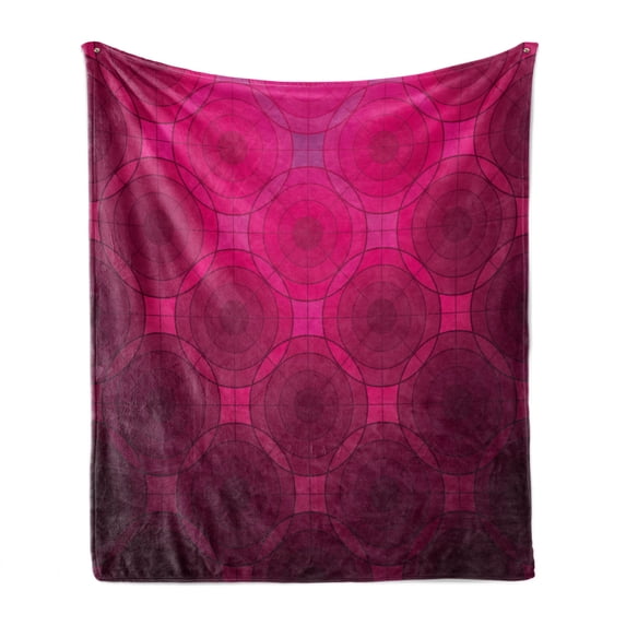 Magenta Soft Flannel Fleece Throw Blanket, Disc Shaped Fluid Dynamics with Circular Spherical Forms Whirls Rings Print Image, Cozy Plush for Indoor and Outdoor Use, 50" x 60", Magenta, by Ambesonne