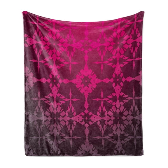 Magenta Soft Flannel Fleece Throw Blanket, Victorian Classical Bound Ornamental Mosaic Patterns in Nostalgic Design, Cozy Plush for Indoor and Outdoor Use, 50" x 60", Magenta, by Ambesonne