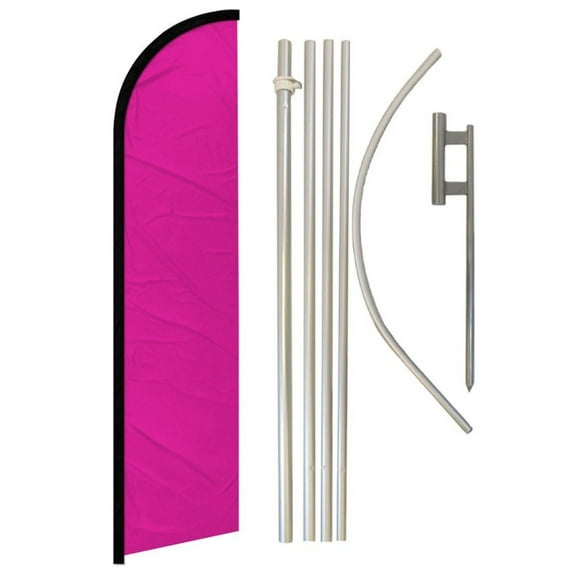 Magenta Solid Color Windless Banner Flag & Pole Kit