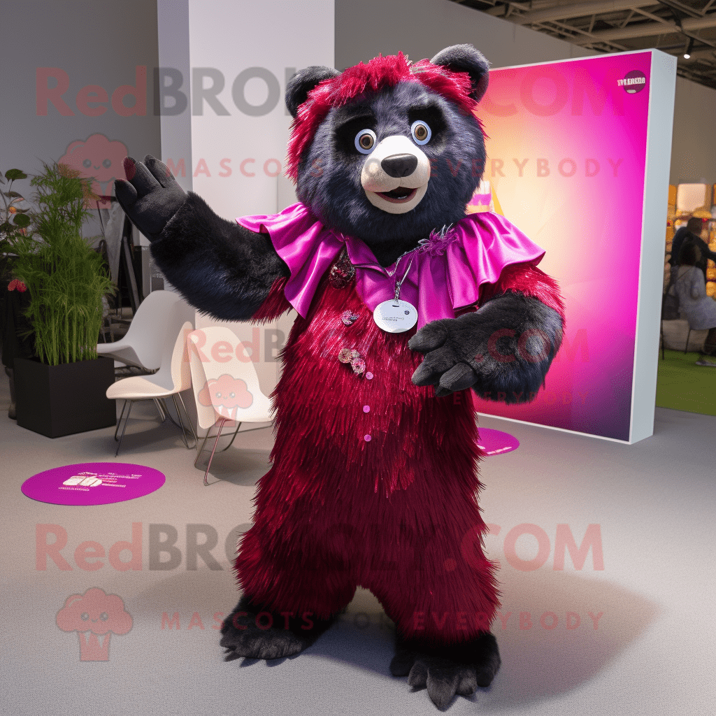 Magenta Spectacled Bear REDBROKOLY mascot costume character dressed ...