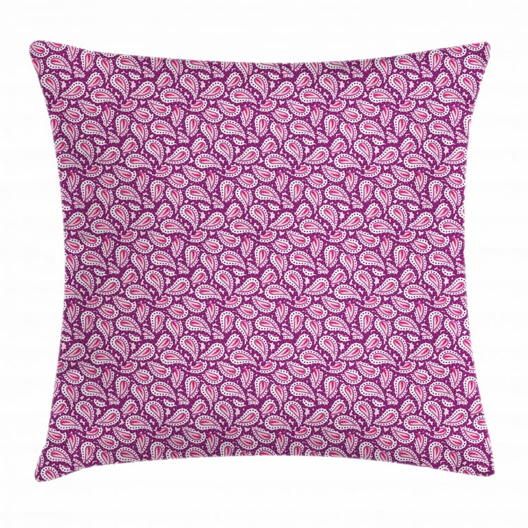 Magenta Throw Pillow Cushion Cover, Middle Eastern Paisley Pattern