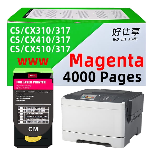 Magenta Toner-4000Pages For CS310 CS410 CS510 CX310 CX410 CX510 70C1HK0 71B1HK0 Toner Cartridge Compatible with Lexmark CS317 CS317dn CS417 CS417dn CS517 CX317 CX317dn CX417de CX517de Printer