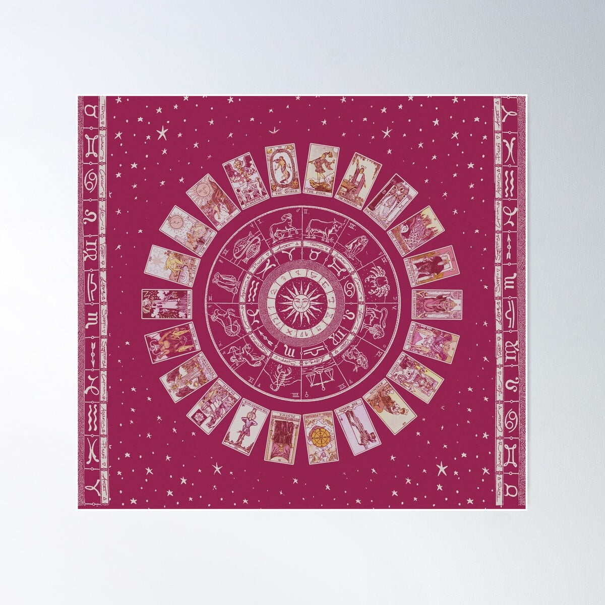 Magenta Wheel Of The Zodiac, Astrology Chart & The Major Arcana Tarot