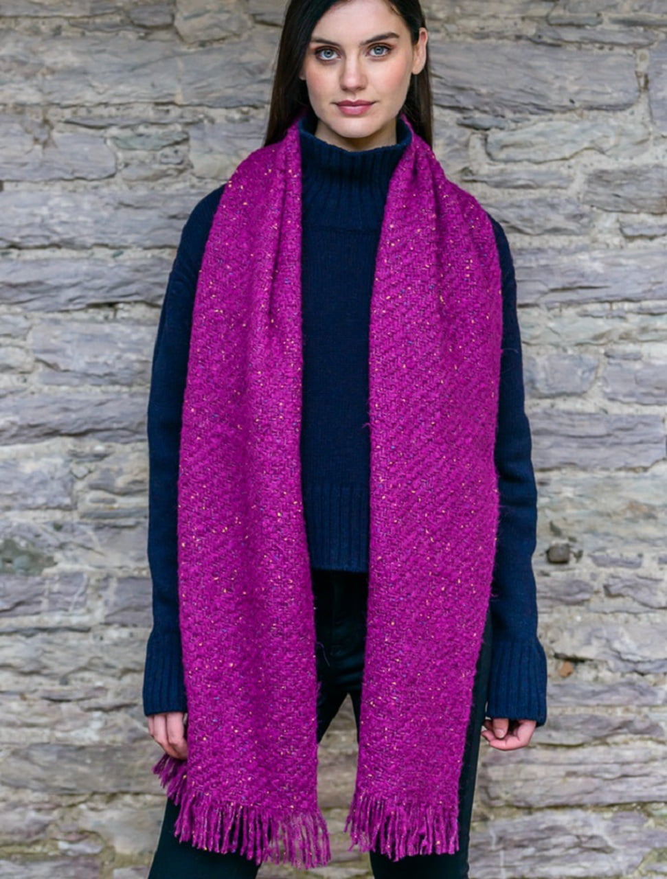 Mucros Weavers Women's Winter Knit Scarf - Kells, Red