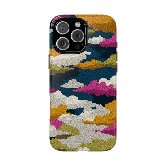 Magenta Yellow Green Clouds Abstract Case for iPhone 11-17 Pro Max