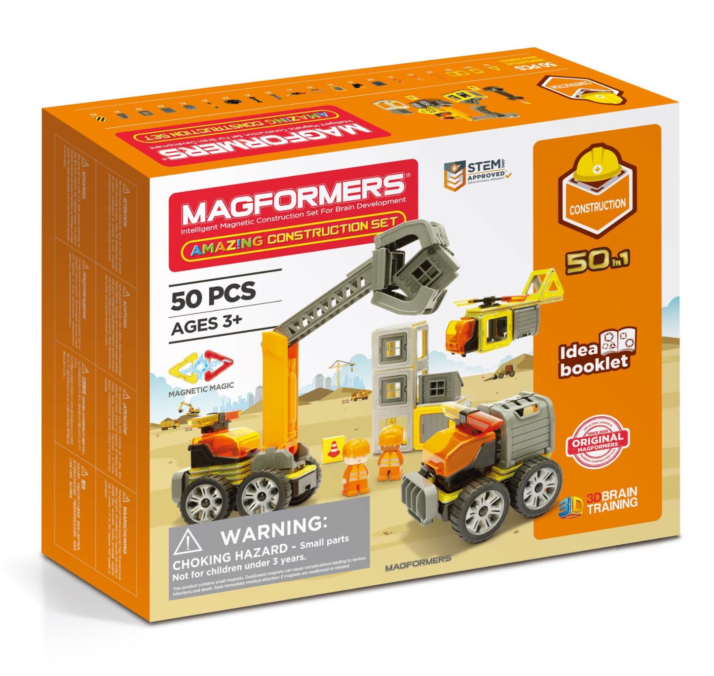 Magformers Amazing Construction 50 Pieces, Wheels, Orange colors, Magnetic Geometric tiles STEM Toy Ages 3+ - image 1 of 6