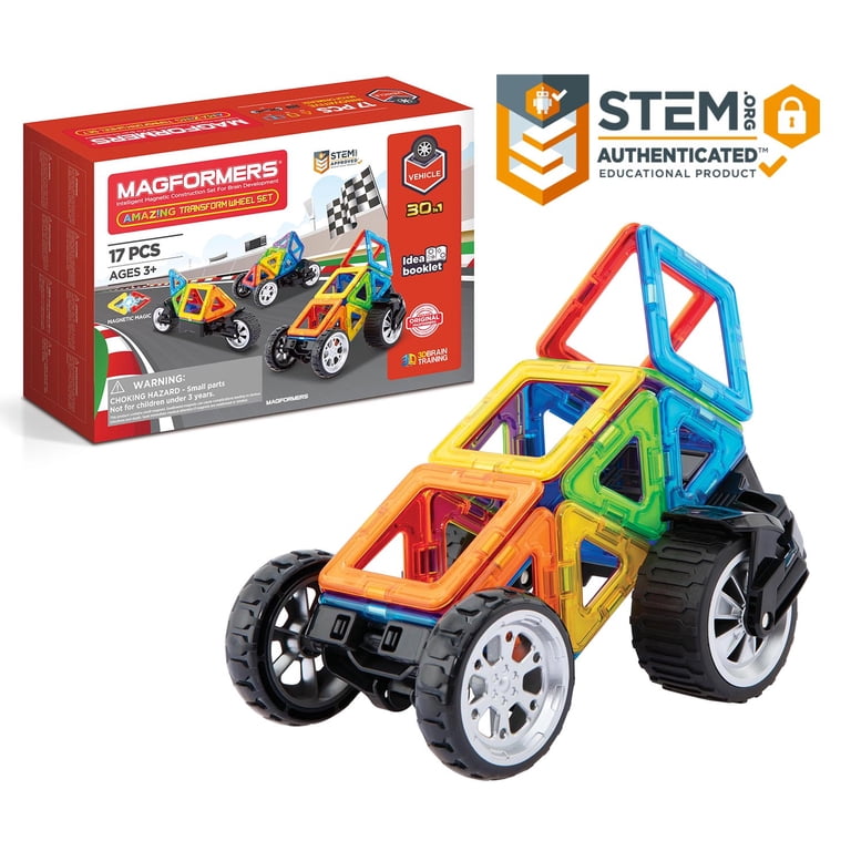 Magformers Amazing Transform 17Pc Wheel Set Magnetic Tiles for