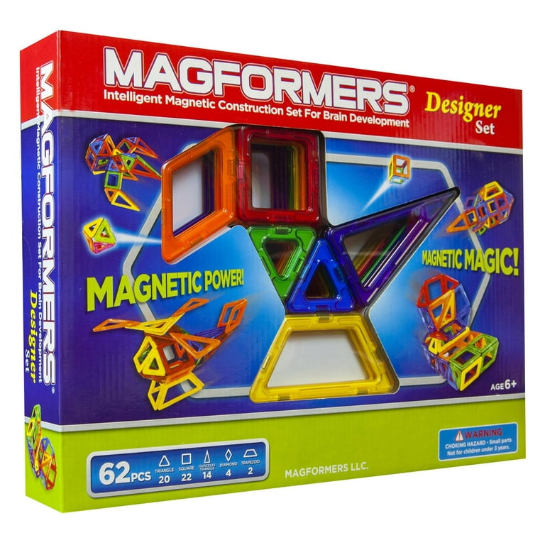 Magformers Creator Designer Multicolor Magnetic Tiles 62 Pieces