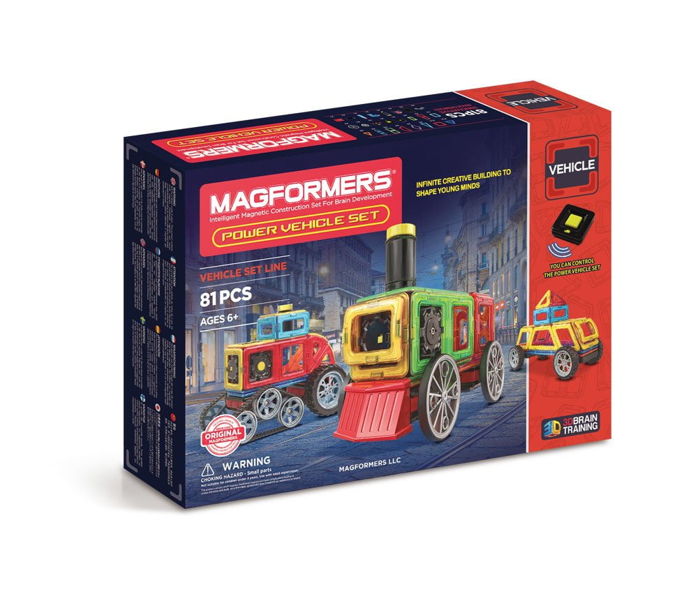 Magformers Power Vehicle Set (81 Piece) Magnetic Tiles Building