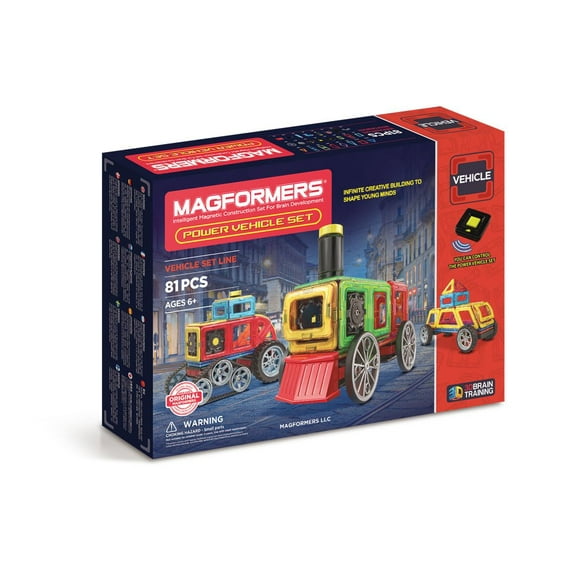 Magformers Power Vehicle Set (81 Piece) Magnetic Tiles Building Set, STEM Kit