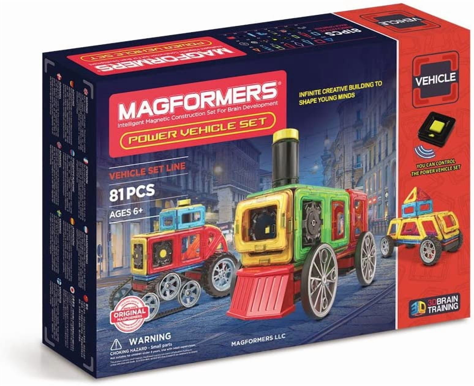 Magformers Power Vehicle Set (81 Piece) Magnetic Tiles Building