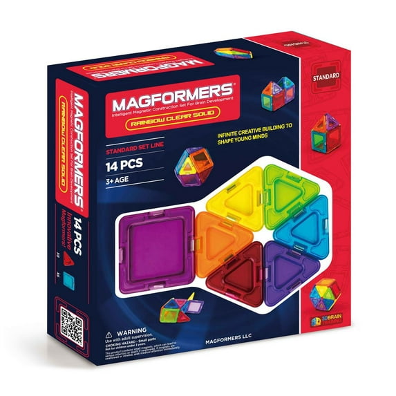 Magformers Solids Clear Rainbow 14 Pc Magnetic Tiles Building Blocks STEM