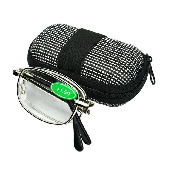 Magg Eyes Two way Foldable Readers in Portable Nylon Zip Cases Classic Silver Folding Reading Glasses for Men or Women (1 piece, 3.0)
