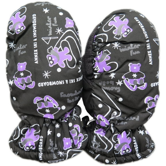 Magg Kids Toddlers Fleece Lined Winter Snow Glove Waterproof Mittens (Black)