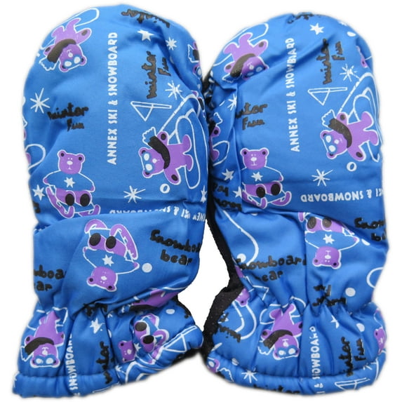 Magg Kids Toddlers Fleece Lined Winter Snow Glove Waterproof Mittens (Blue)