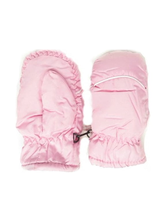 Toddlers Fleece Lined Winter Snow Glove Waterproof Mittens (Light Pink)