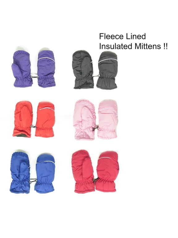 Toddlers Fleece Lined Winter Snow Glove Waterproof Mittens (Light Pink)