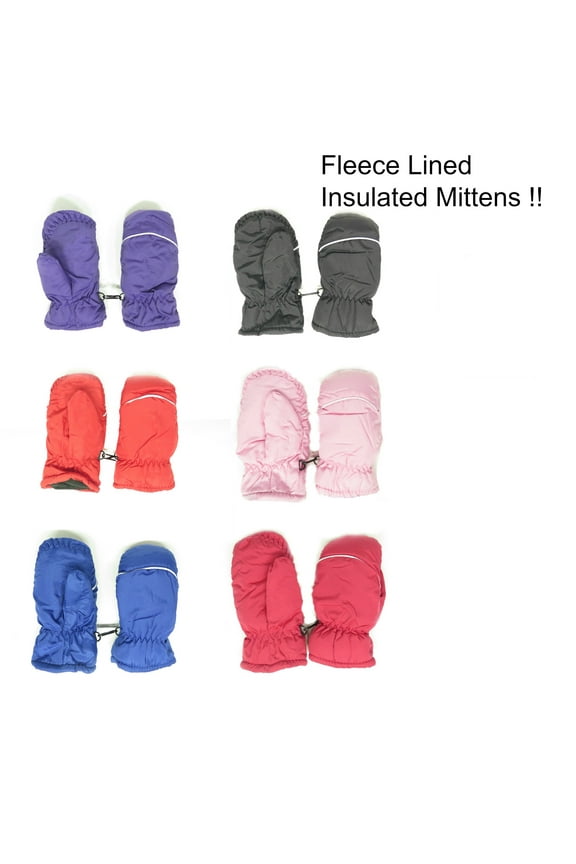 Toddlers Fleece Lined Winter Snow Glove Waterproof Mittens (Light Pink)