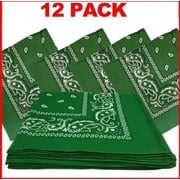 Magg Lightweight Cotton Bandana Paisley Green (12 Pack)
