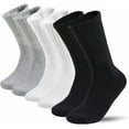 thumbnail image 1 of Magg Men's Solid Sports Crew Socks Size 10-13, Cotton & Spandex, Black/Gray/White (6-Pack), 1 of 1