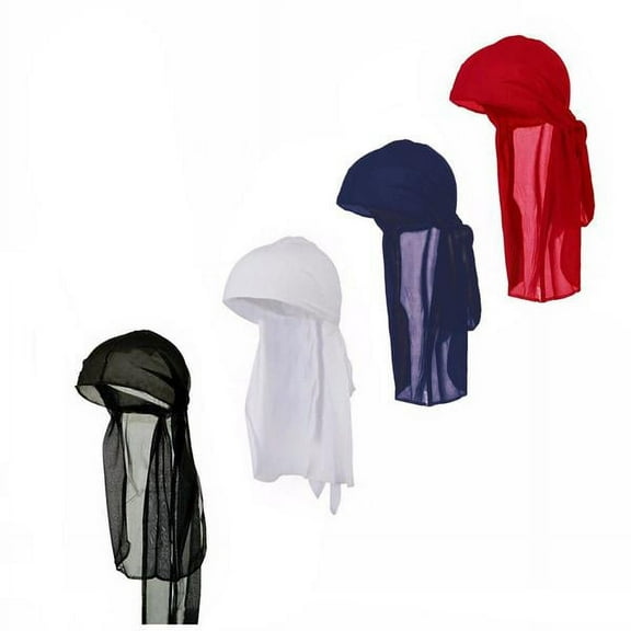 Magg Mens Long Tie Soft Du-rag Skull Cap Durag in Multiple Colors and Packs -One Size Fits All