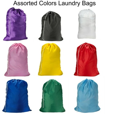 Magg Shop Heavy Duty Nylon Laundry Bag with Drawstring, Assorted, 12 Pack