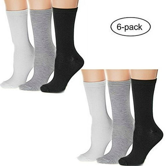 Magg Women's Lightweight Cotton Crew Socks, Assorted (6 Pack)