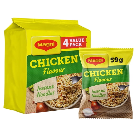 Maggi 3 Minute Instant Noodles Chicken Flavour 4x59g, Imported from Britain