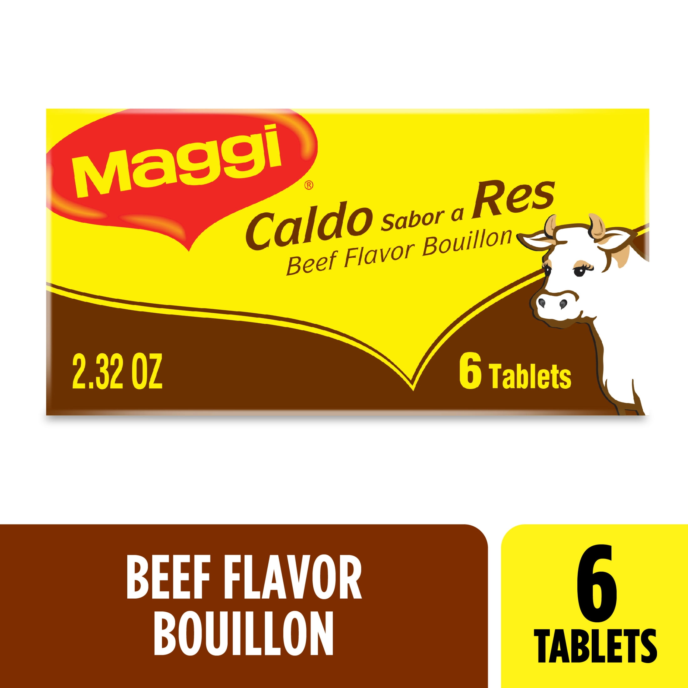 Maggi Caldo Sabor A Res Beef Flavor Bouillon Cubes, Beef Bouillon, Soup Seasoning, 6-CT 2.32 oz
