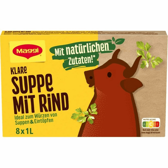 Maggi Beef broth cubes -Klare Suppe Mit Rind - 8 pc.