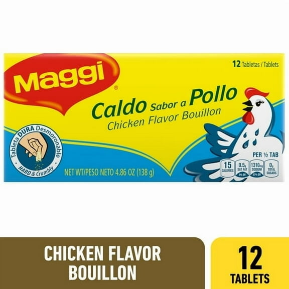 Maggi Chicken Flavor Bouillon Tablets, 4.86 oz, 12 Tablets pack of 2