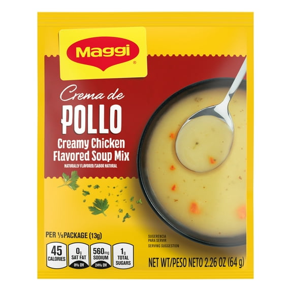 Maggi Crema de Pollo Con Fideos Creamy Chicken Soup Mix, Instant Soup Packets 2.26 oz