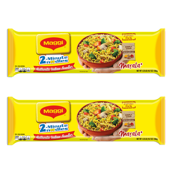 Maggi Masala Instant Noodles 560g (2-Pack) | Authentic Indian Spices | Quick 2-Min Meal