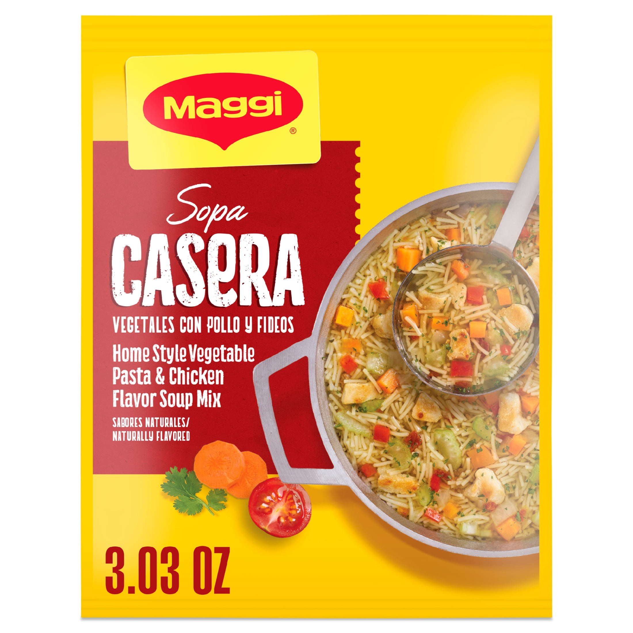 Maggi Sopa Casera Vegetables con Pollo y Fideos Home Style Chicken Flavor Soup Mix, Dry Packet