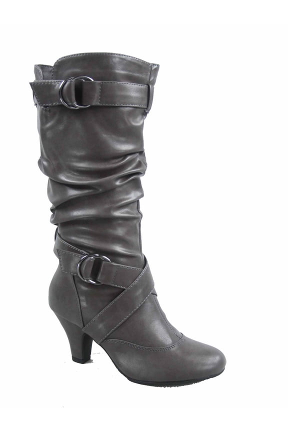 Maggie-39 Women's Round Toe High Heel Zipper Mid-Calf Causal Dress Boots Shoes