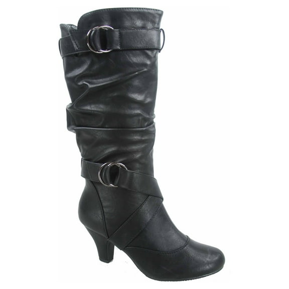 Maggie-39 Women's Round Toe High Heel Zipper Mid-Calf Causal Dress Boots Shoes