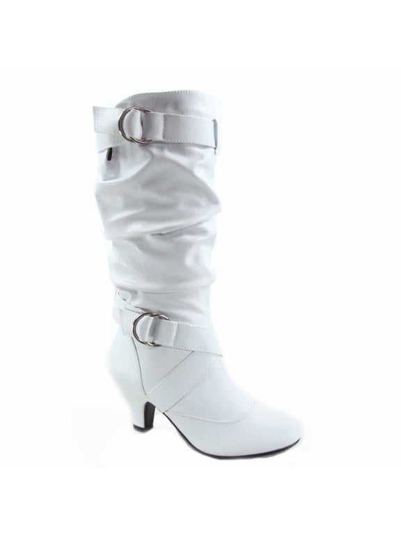 Maggie-39 Women's Round Toe High Heel Zipper Mid-Calf Causal Dress Boots Shoes