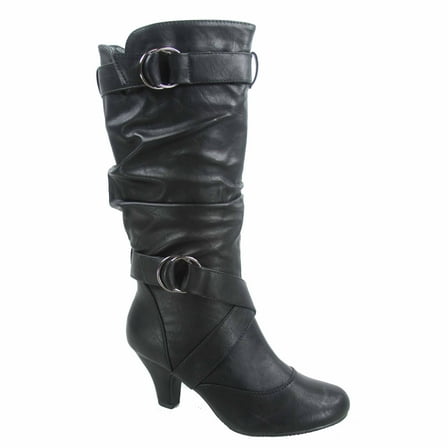 Maggie-39 Women's Round Toe High Heel Zipper Mid-Calf Causal Dress Boots Shoes