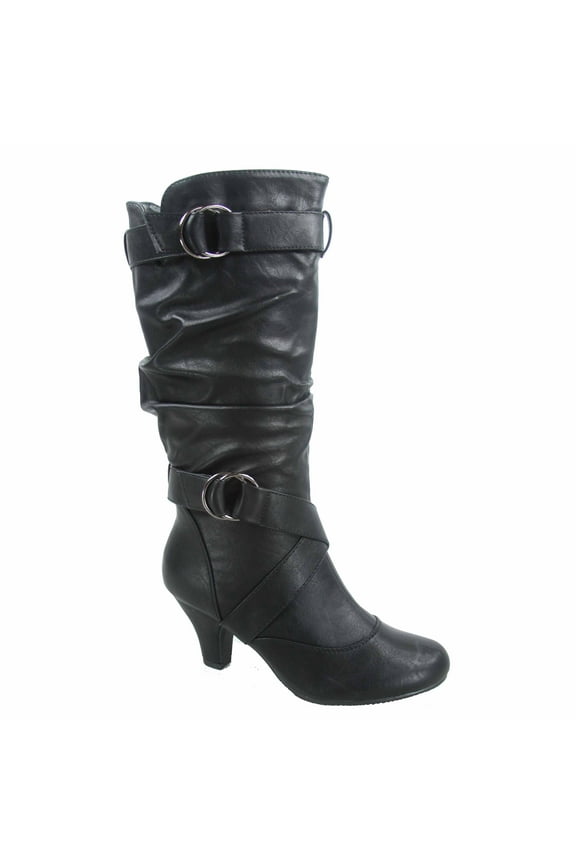 Maggie-39 Women's Round Toe High Heel Zipper Mid-Calf Causal Dress Boots Shoes