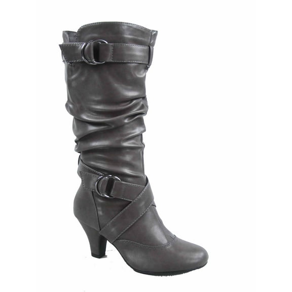 Maggie-39 Women's Round Toe High Heel Zipper Mid-Calf Causal Dress Boots Shoes