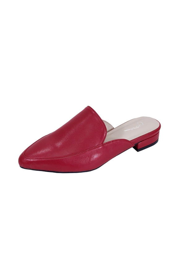 Maggie (LC9043) Women Wide Width Pointed Toe Dress Mule RED 10