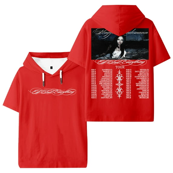 Maggie Lindemann I Feel Everything Tour 2026 Hooded T-shirt Short Sleeve Tee Men Women Streetwear Tops