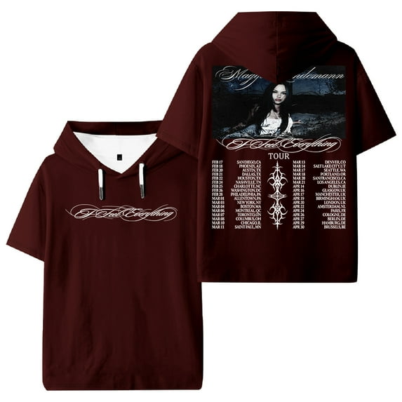 Maggie Lindemann I Feel Everything Tour 2026 Hooded T-shirt Short Sleeve Tee Men Women Streetwear Tops