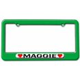 thumbnail image 1 of Maggie Love with Hearts License Plate Tag Frame, Multiple Colors, 1 of 1