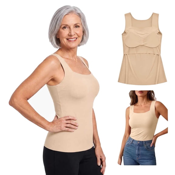 Maggie'S Tanks Built-In Bra Comfort Shaper Tank for Women