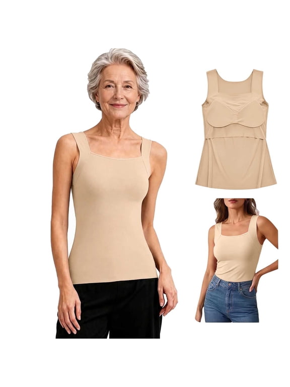 Maggie'S Tanks With Built In Bra - Holds A Full D+, No Wire, No Clasp, No Band,No Bulge, Lines, Or Red Marks,Breathable Fabric That Stays Cool