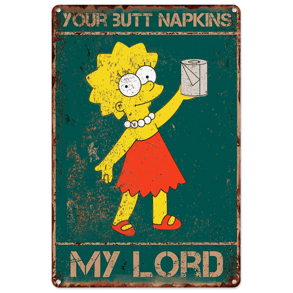 Maggie Simpson Toilet Paper Tin Sign Vintage Simpson Bathroom Quote Metal Poster Retro Plaque Wall Decor Gift For Garden Men Cave Garage Classroom Library Living Room School 12x18 Inch