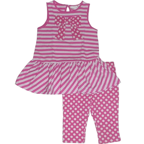 Maggie & Zoe Baby Girl's 2pc Tanks & Capris-Pink & White Stripes (24 Months)