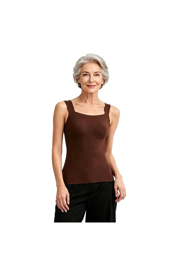 Maggie's Tanks with Built in Bra, Women's Square Neck Comfort Bra Tank Top, Seamless Wireless Support Cami Comfort