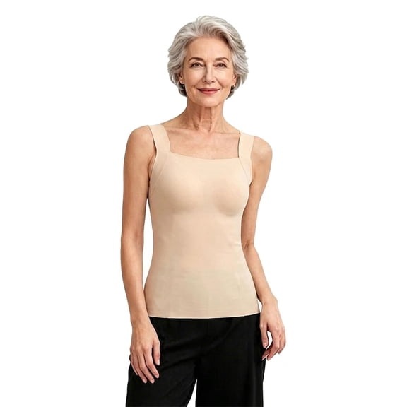 Maggie's Tanks with Built in Bra, Women's Square Neck Comfort Bra Tank Top, Seamless Wireless Support Cami Comfort